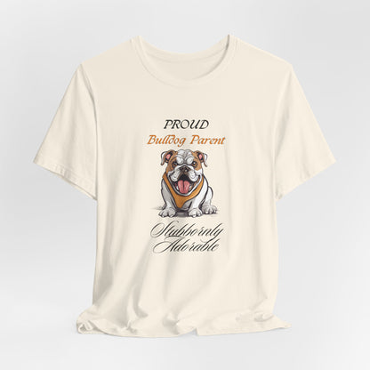 Proud Bulldog Parent t-shirt in Athletic Heather, flat lay