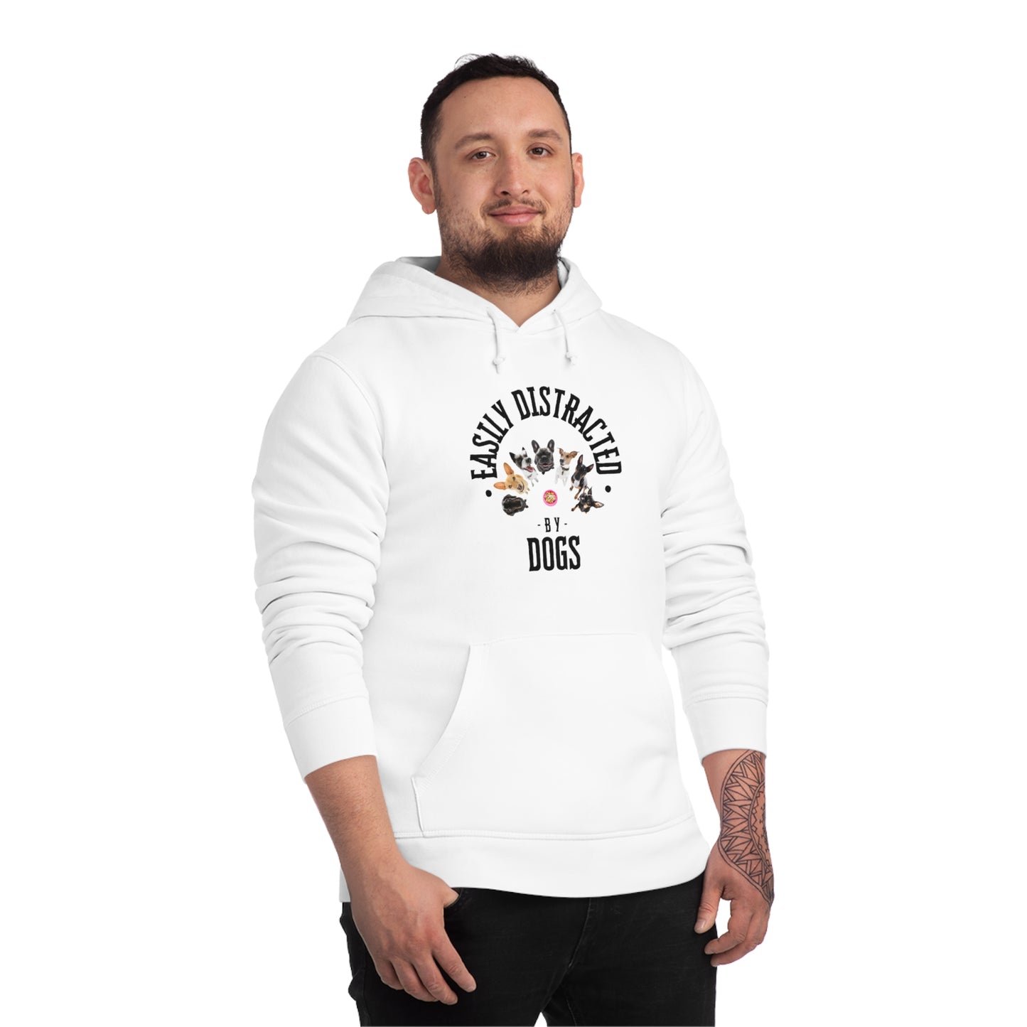 EASILY DISTRACTED BY DOGS Unisex Drummer Hoodie - Sniff Waggle And Walk