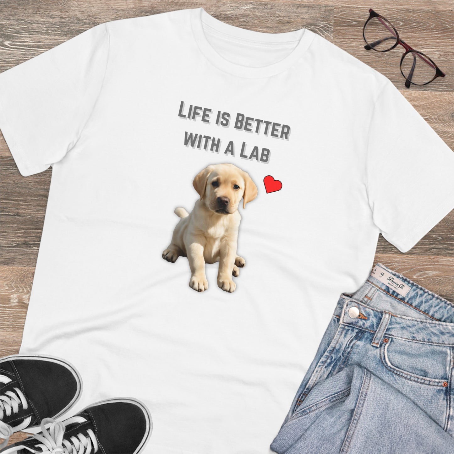 "LIFE IS BETTER WITH A LAB" Organic T-shirt - Unisex by sniffwagglenwalk™ - Sniff Waggle And Walk