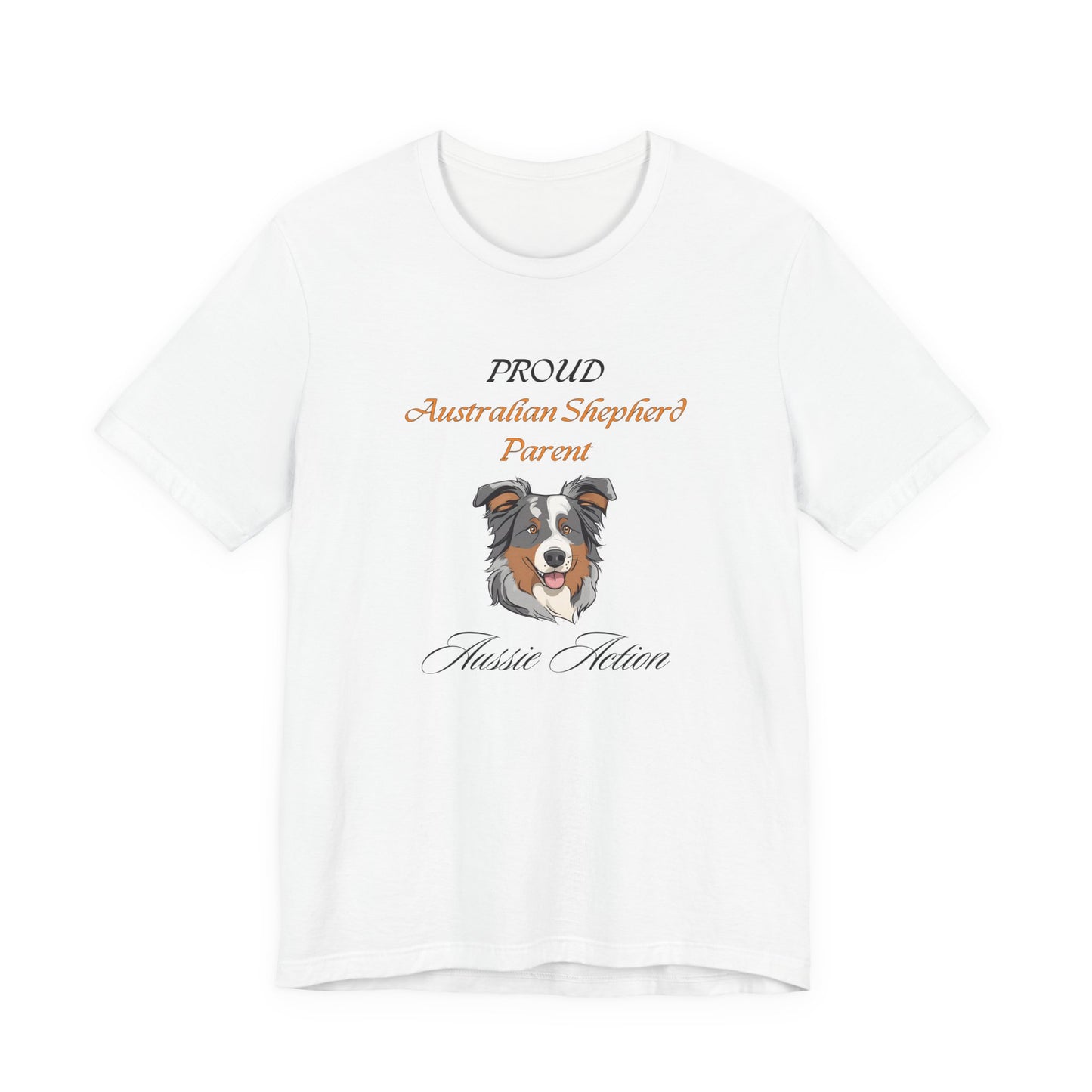Proud Australian Shepherd Parent t-shirt in Yellow, front view