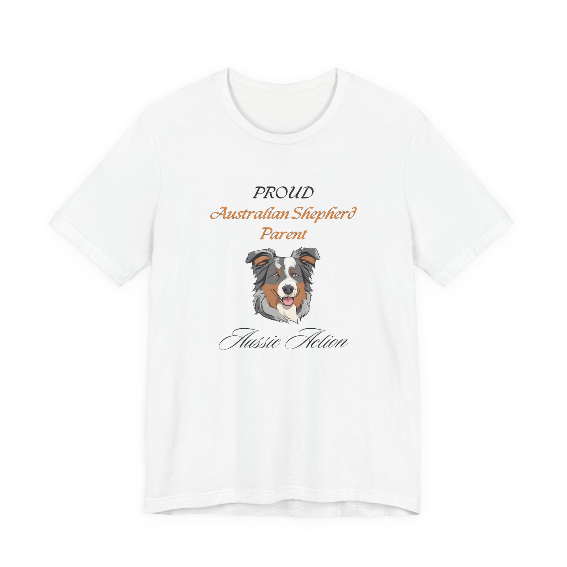 Proud Australian Shepherd Parent t-shirt in Yellow, front view