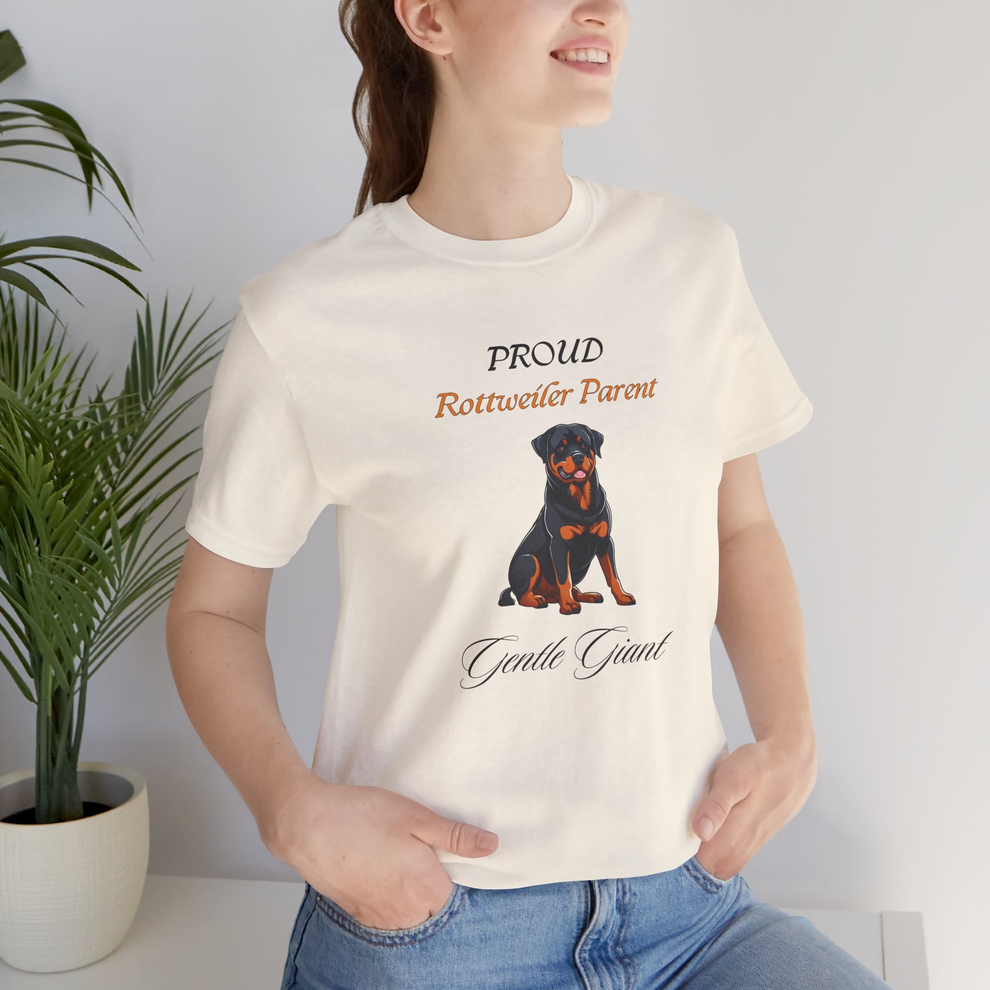 Proud Rottweiler Parent t-shirt sleeve and stitching detail