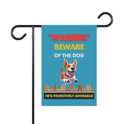 "Warning: Beware of the Dog – He’s Pawsitively Adorable" Funny Garden Sign for Dog Lovers – Durable & Weather-Resistant Yard Banner