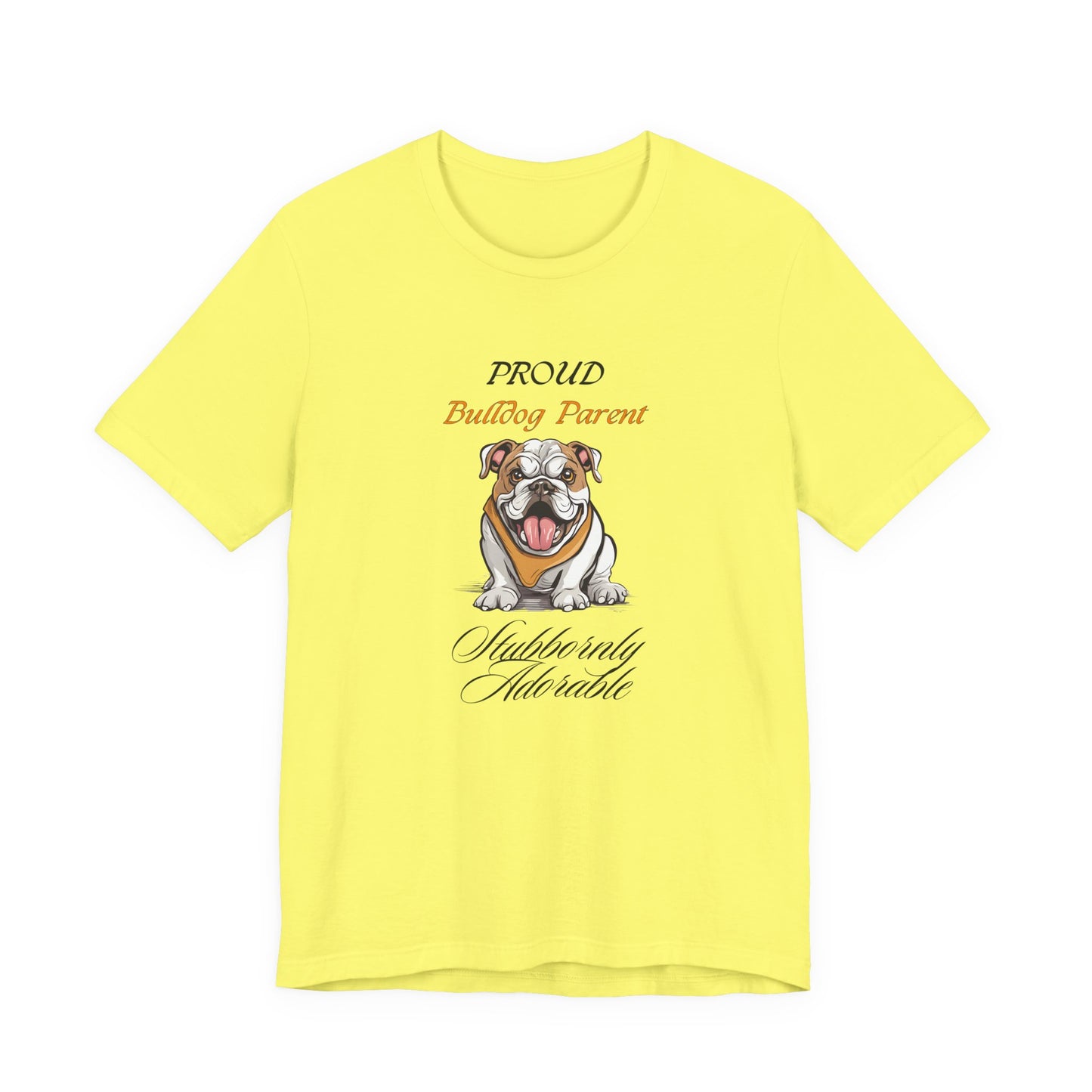 Proud Bulldog Parent t-shirt in Natural, front view