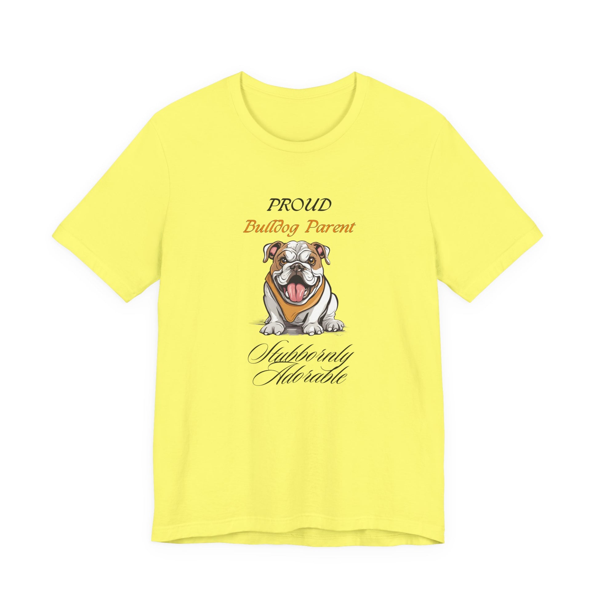 Proud Bulldog Parent t-shirt in Natural, front view