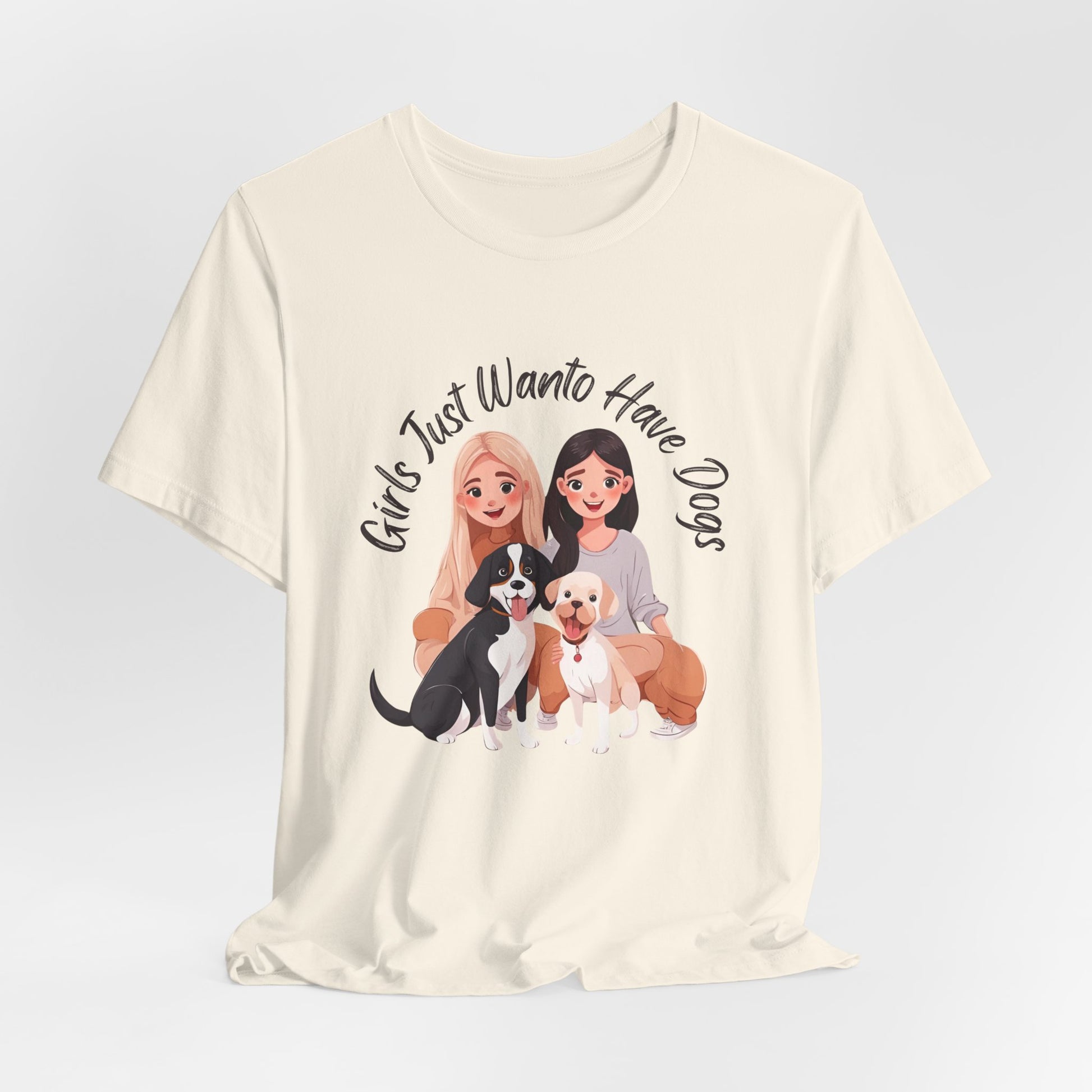 Girls Just Want to Have Dogs t-shirt sleeve and neckline detail