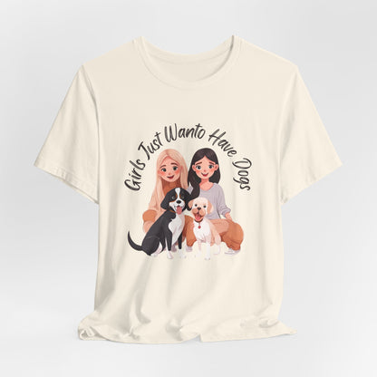 Girls Just Want to Have Dogs t-shirt sleeve and neckline detail