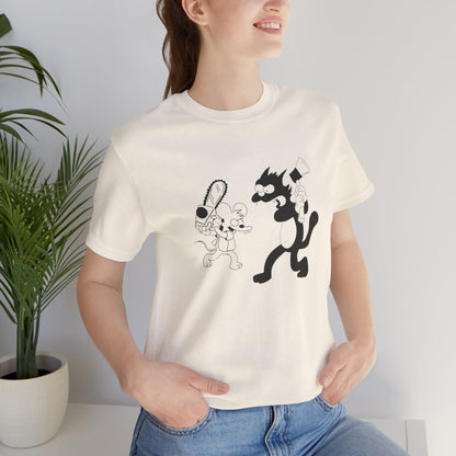 The Itchiest Scratchiest t-shirt in Heather Blue — cartoon graphic tee, Bella+Canvas 3001, SniffWaggleNWalk™