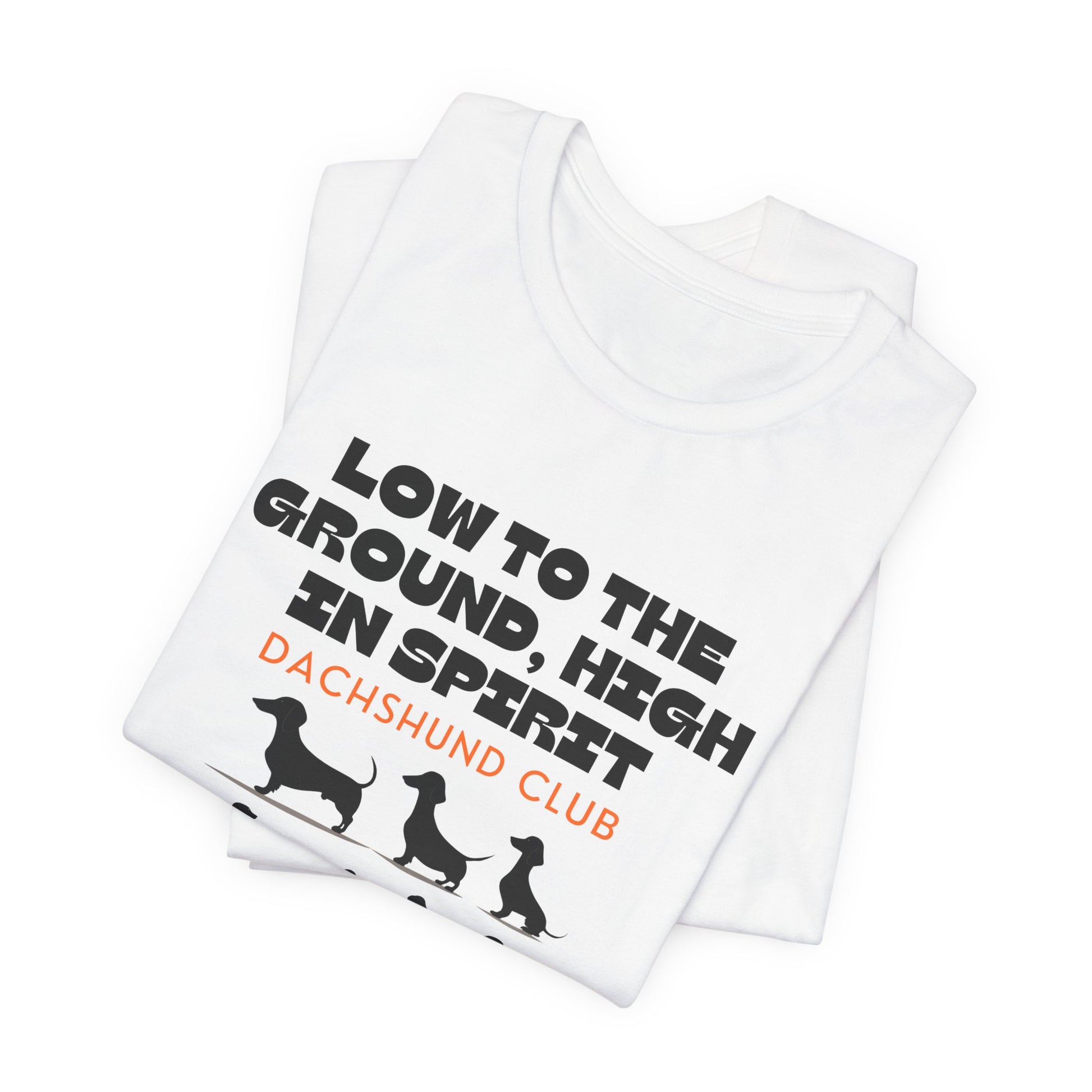 Folded White Dachshund Club t-shirt with dachshund silhouettes design