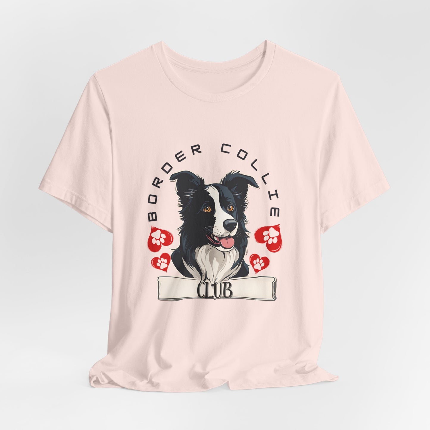 Border Collie Club tee White BC3001 product shot — SniffWaggleNWalk™