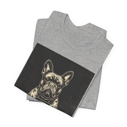 French Bulldog True Crime Night Shift t-shirt, black heather, front view