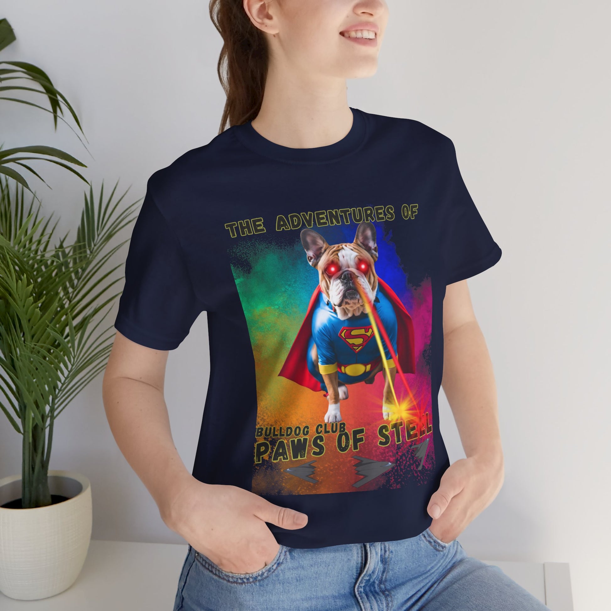 Bulldog Club Paws of Steel tee — White worn look, ideal gift for bulldog owners — SniffWaggleNWalk™