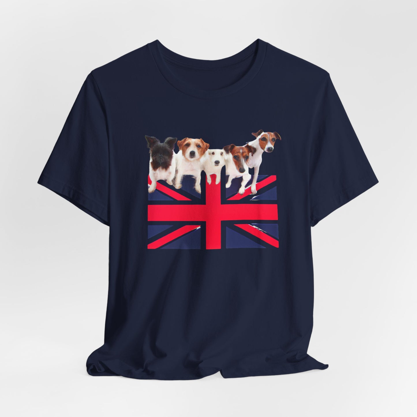 Union Jack Dog Pack T-Shirt — folded organic cotton tee detail