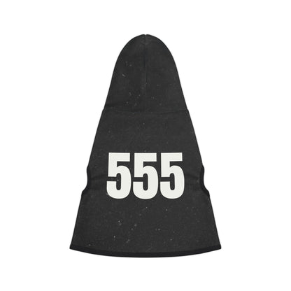Black 555 angel number pet hoodie for dogs and cats