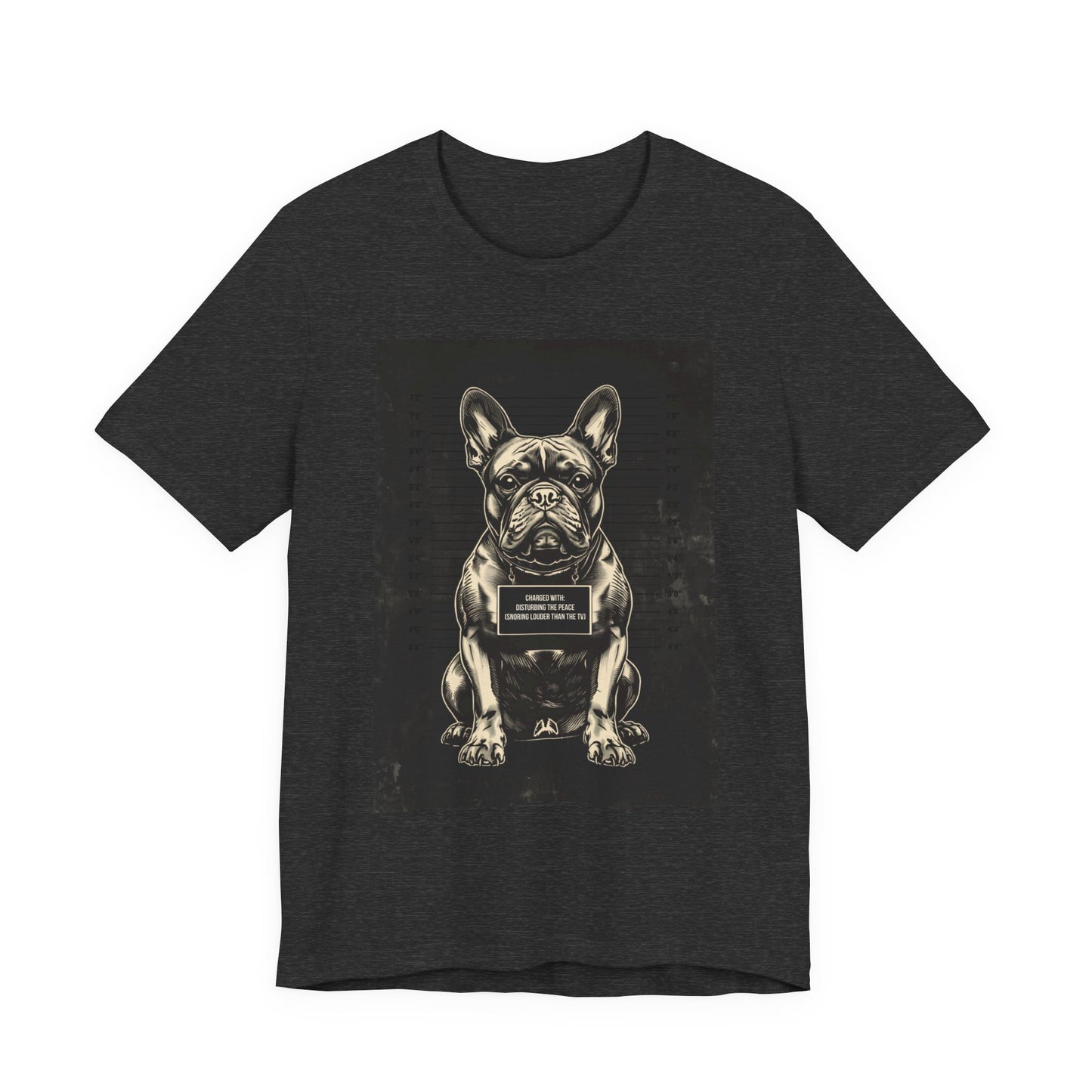 French Bulldog True Crime Night Shift t-shirt, natural, back view