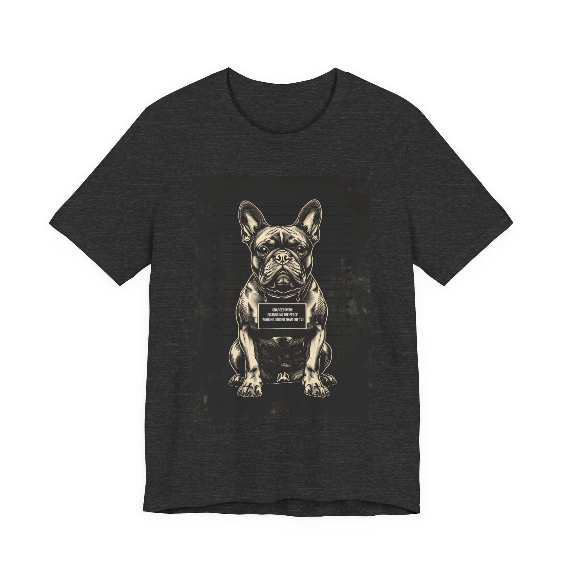 French Bulldog True Crime Night Shift t-shirt, natural, back view