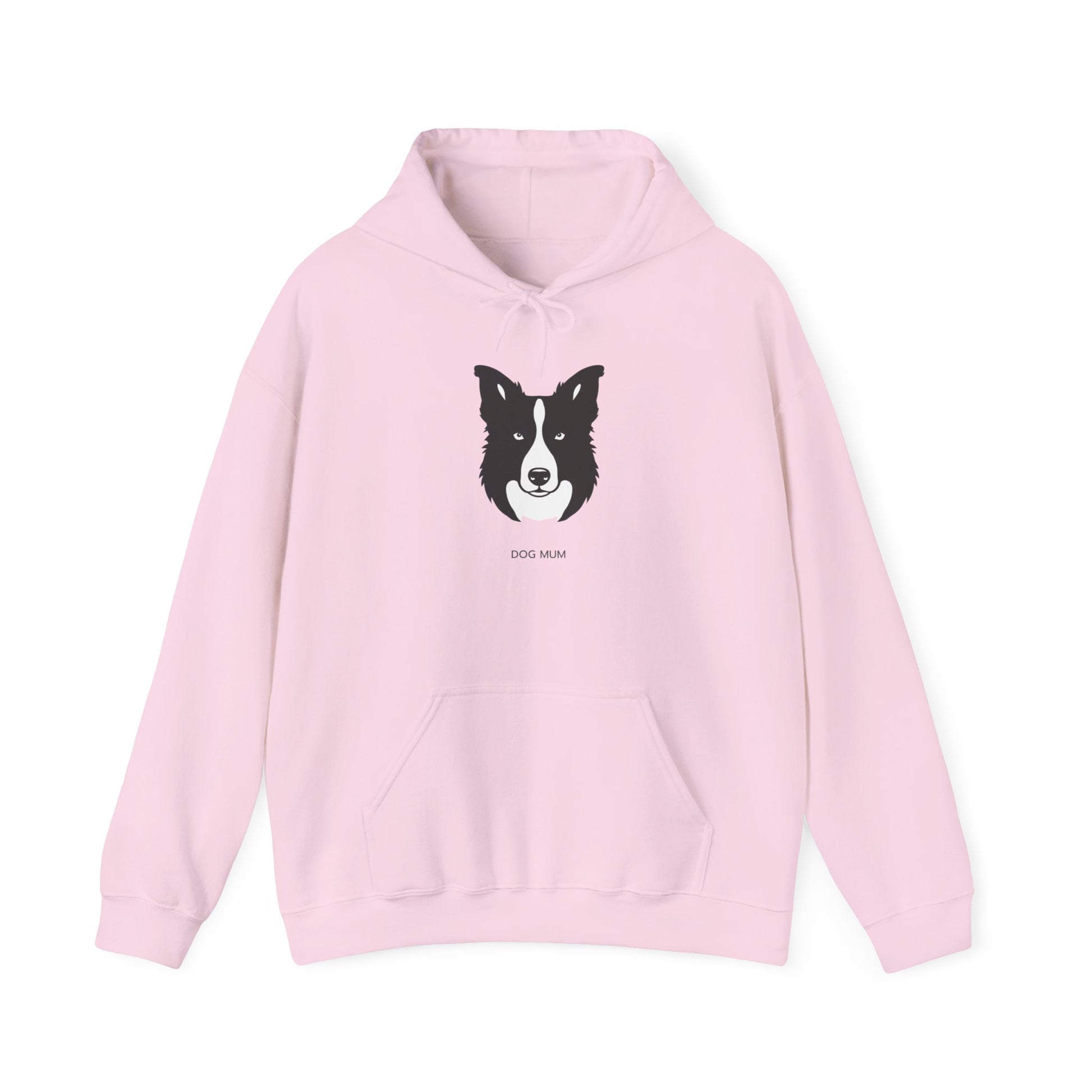 Border Collie Dog Mum hoodie close-up of chest print