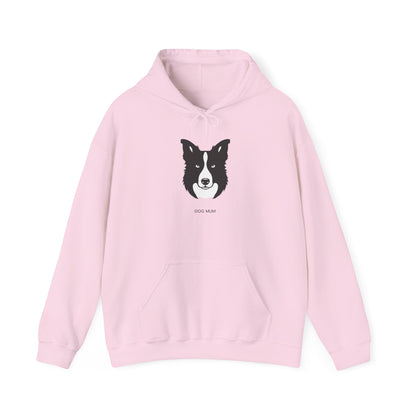 Border Collie Dog Mum hoodie close-up of chest print