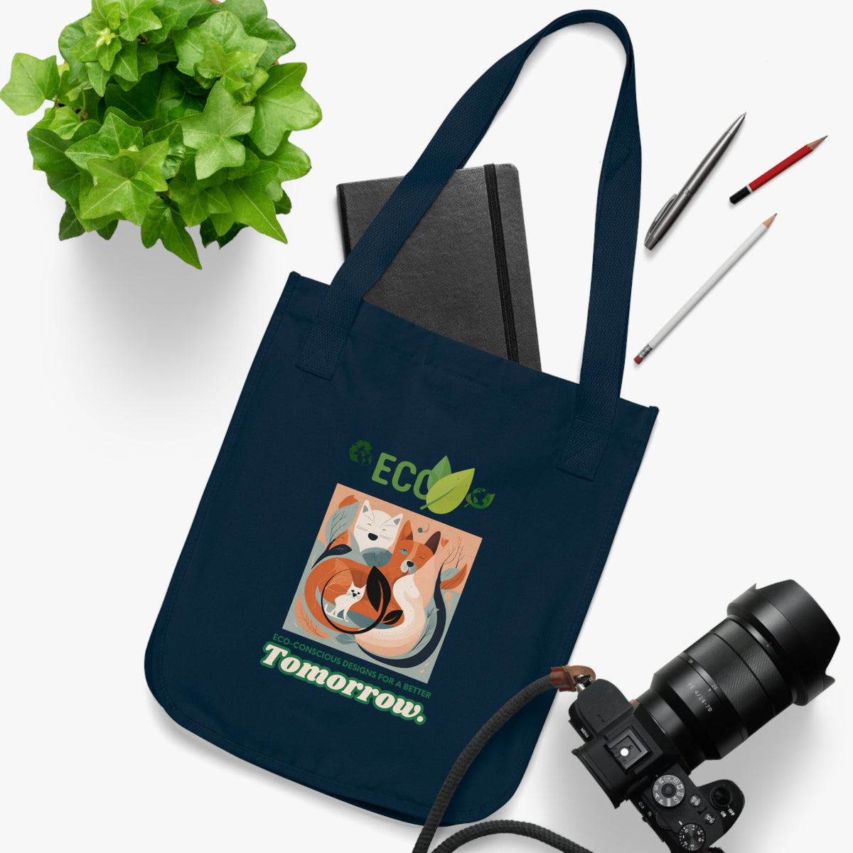 Dog and cat organic tote bag shown as a gift for animal lovers and pet owners