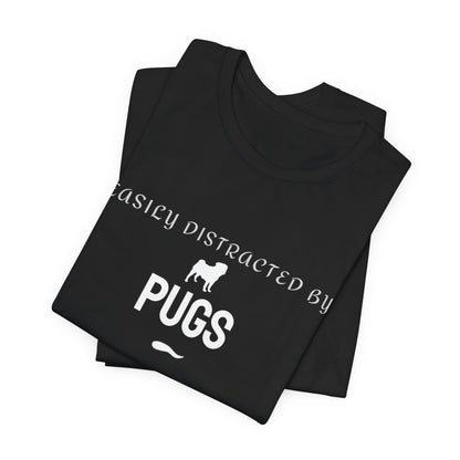 Black Pug lover tee laid flat showing the relaxed unisex fit