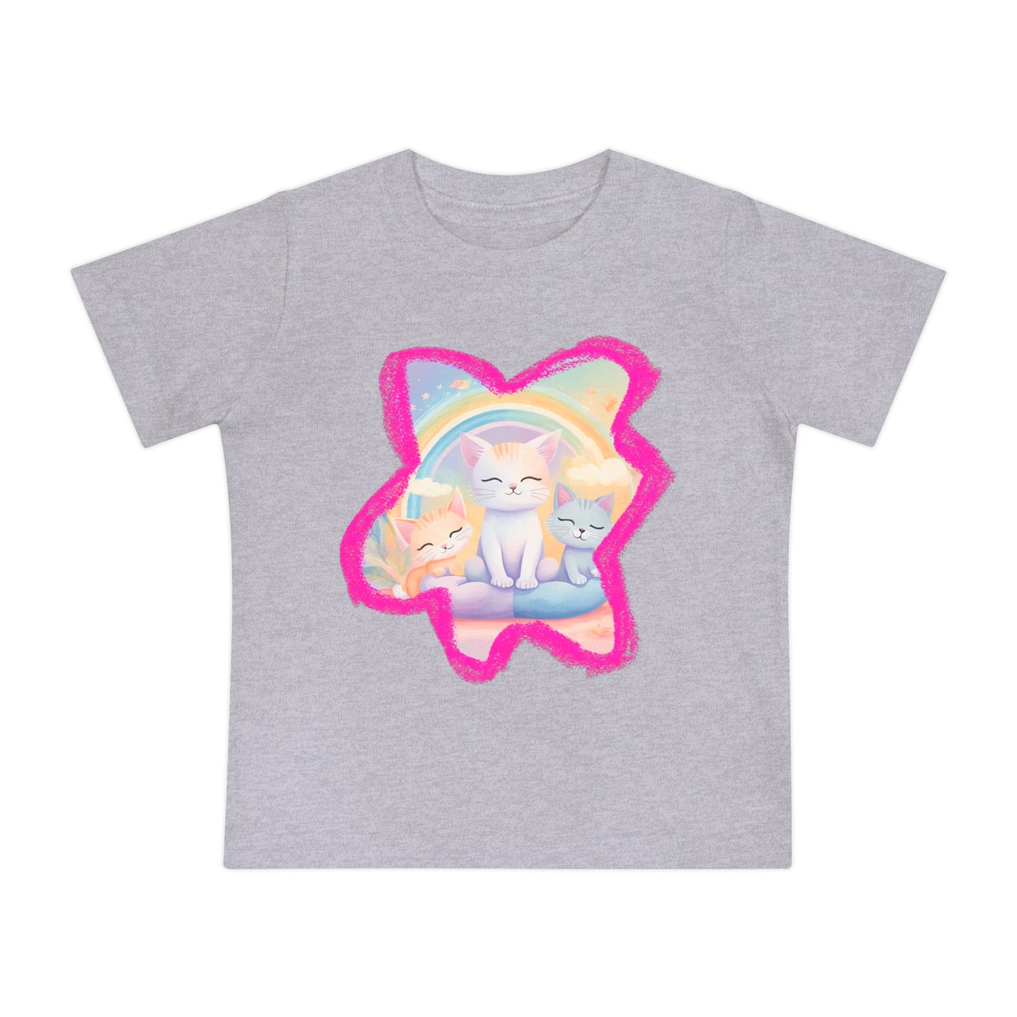 🐱 Adorable Cats & Rainbows Baby T-Shirt – Soft, Stylish & Durable! 🌈-Sniffwaggleandwalk™