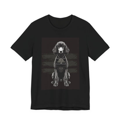 Flat lay of the Poodle True Crime Night Shift t-shirt, black