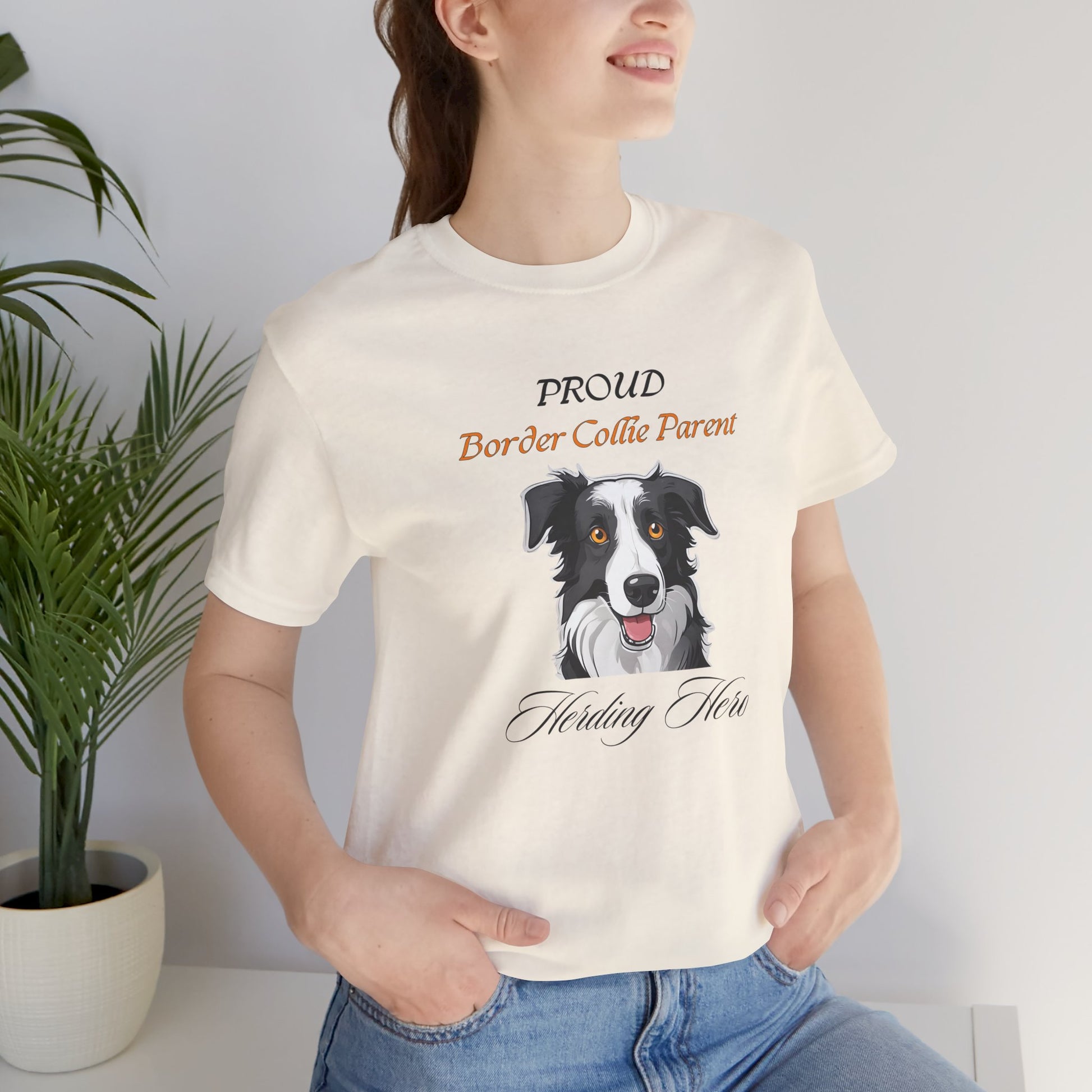 Proud Border Collie Parent t-shirt folded, showing fabric texture