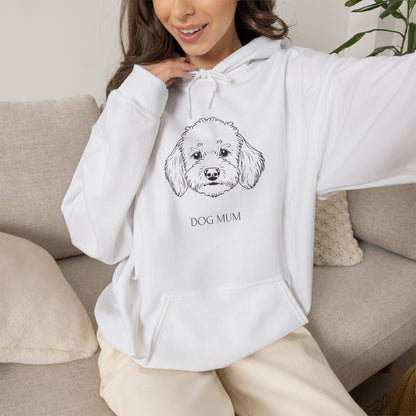 Cockapoo Dog Mum line art hoodie in White