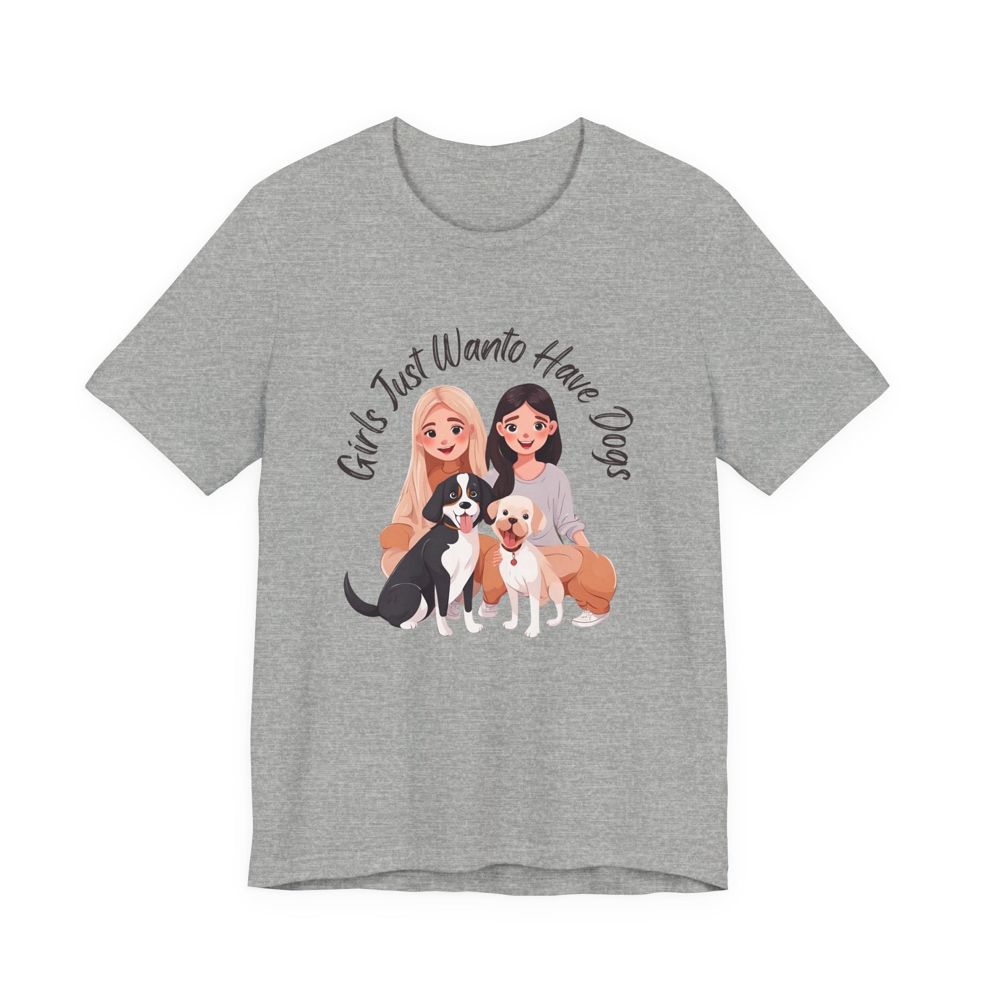 Girls Just Want to Have Dogs t-shirt in White, flat lay