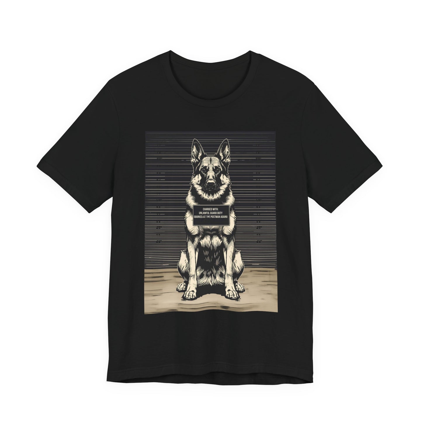 Natural colourway of the German Shepherd True Crime Night Shift t-shirt