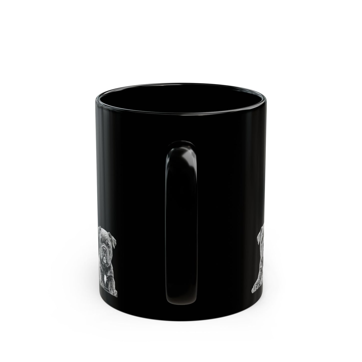 staffies Row Black Mug — Cute Dog Coffee Cup (11oz/15oz)