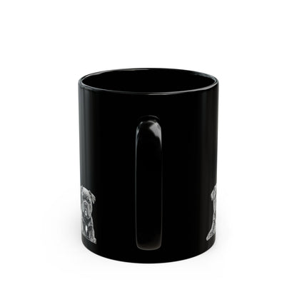 Staffie ceramic mug with coffee on a desk