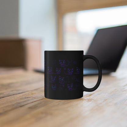 Neon gothic cat coffee mug, cat lover gift