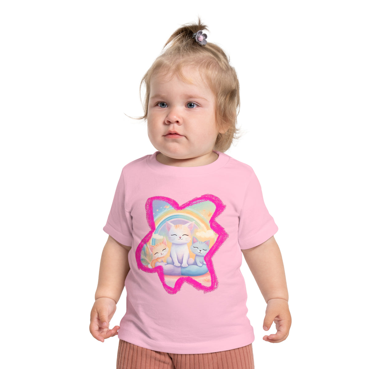 Rainbow Cats baby t-shirt — front view, 100% cotton