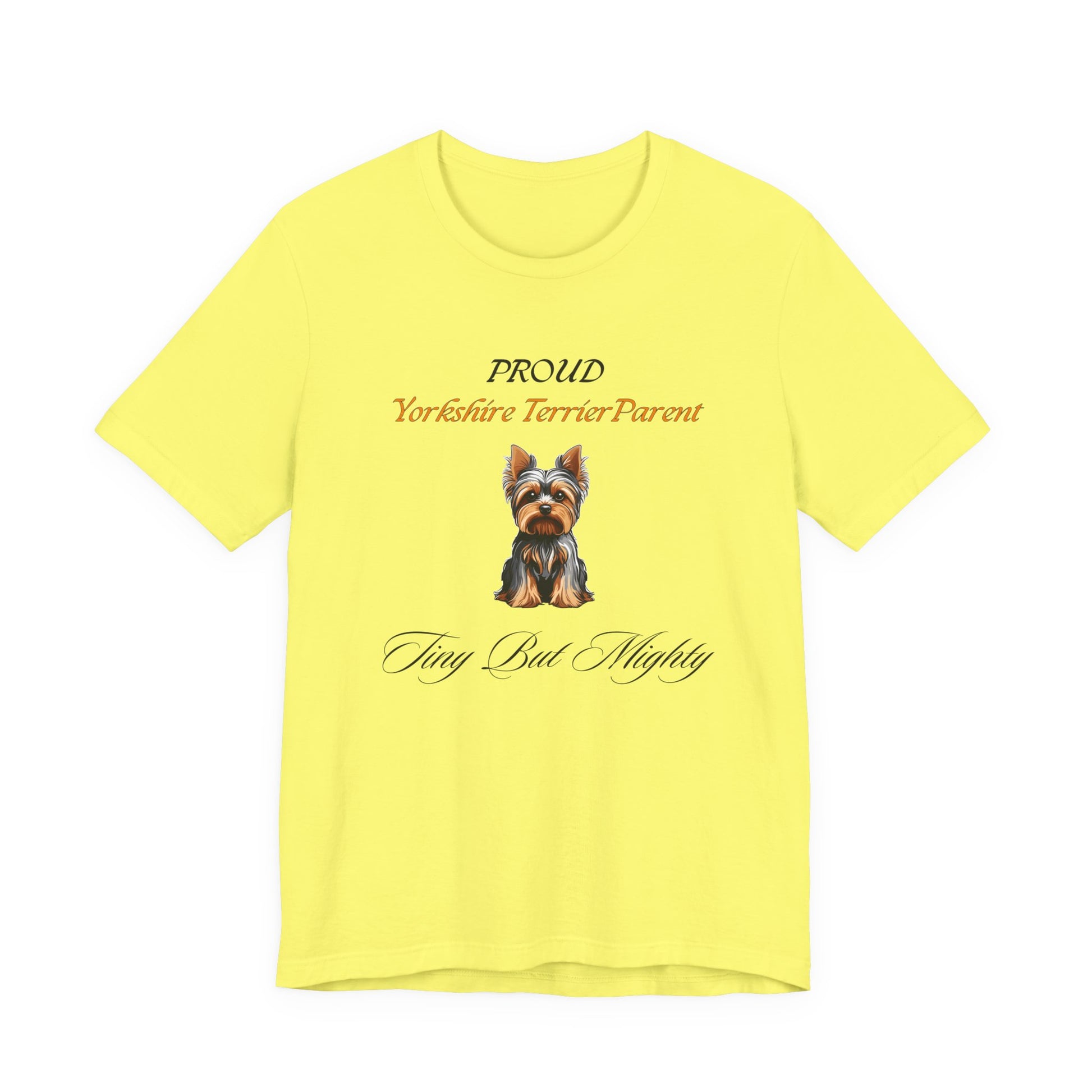 Proud Yorkshire Terrier Parent t-shirt in Natural, front view