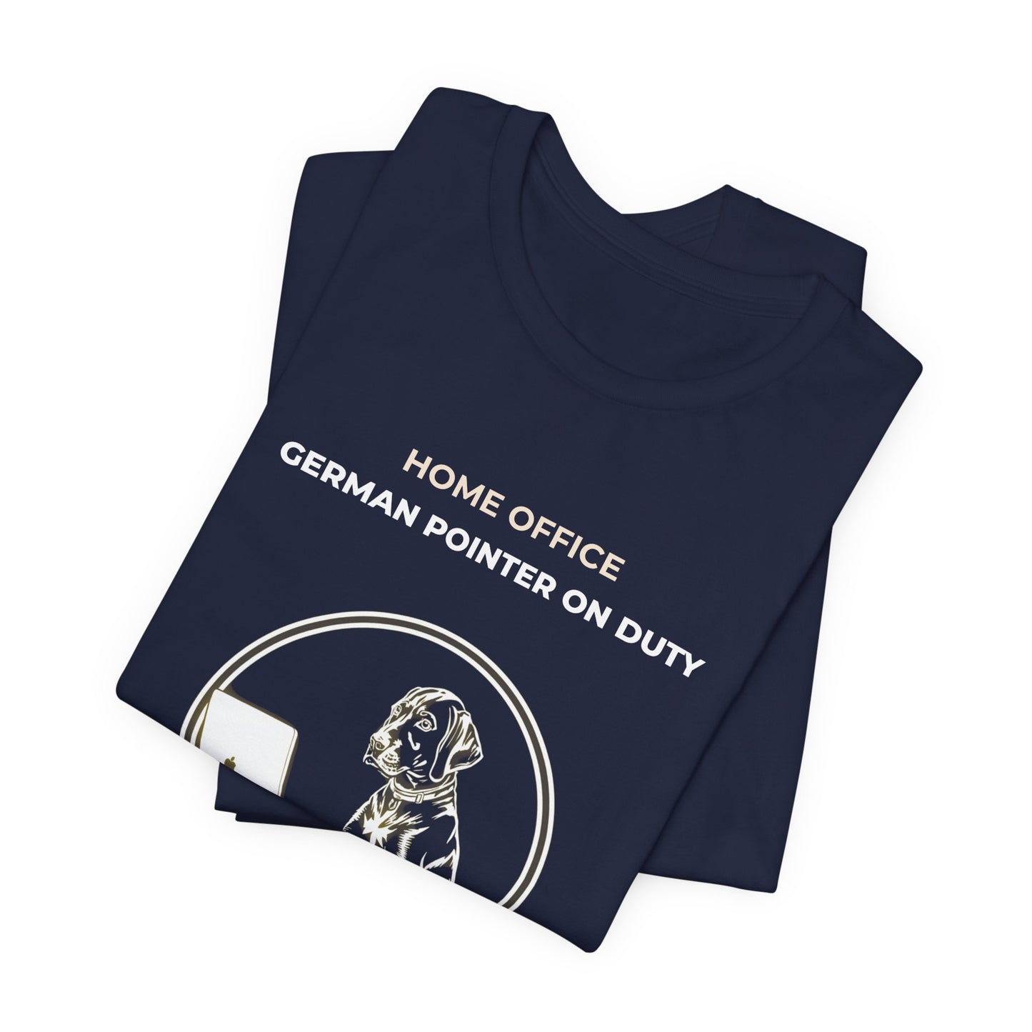 Home Office T-Shirt – "German Pointer On Duty" Laptop Dog Tee
