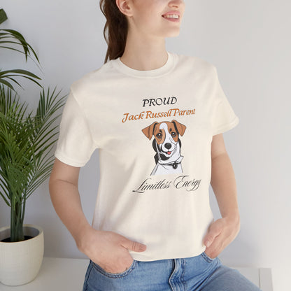 Proud Jack Russell Parent t-shirt sleeve and neckline detail