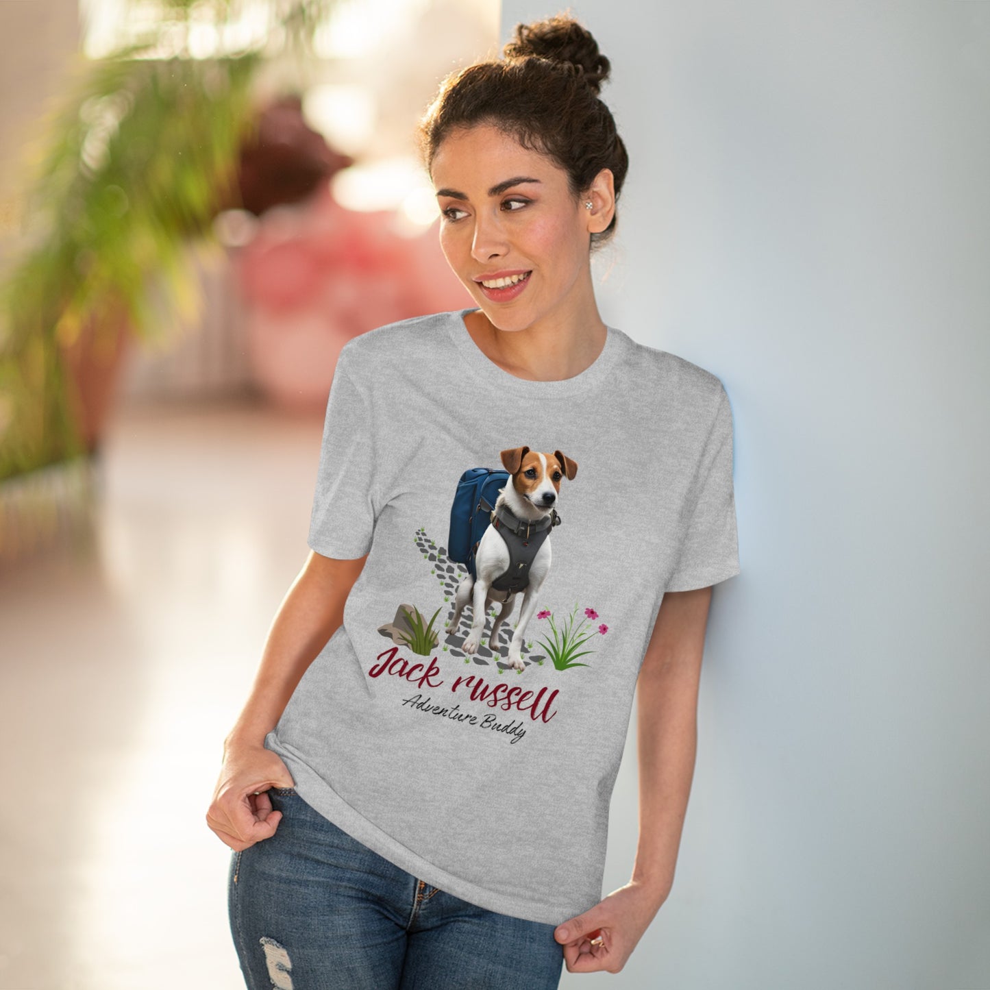 "JACK RUSSELL ADVENTURE BUDDY" Organic Creator T-shirt - Unisex by Sniffwaggleandwalk™ - Sniff Waggle And Walk