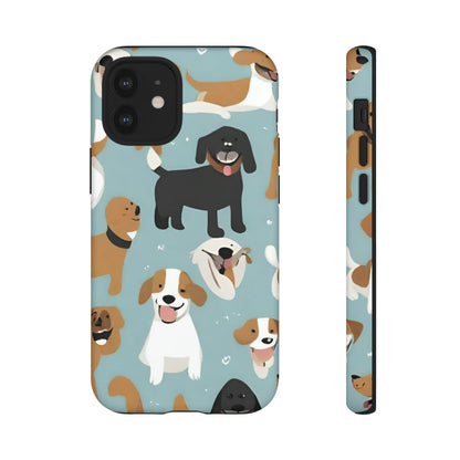 Sniffwagglendwalk™ Multi Dog Design Tough Phone Case. - Sniff Waggle And Walk