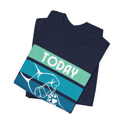 Today It's Just Me and the Dog dog-parent tee detail