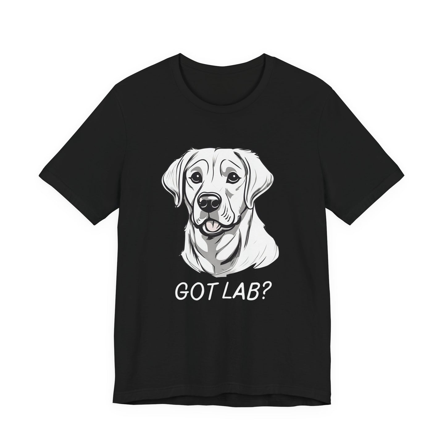 GOT LAB? Labrador slogan t-shirt in Dark Grey Heather, flat lay front view