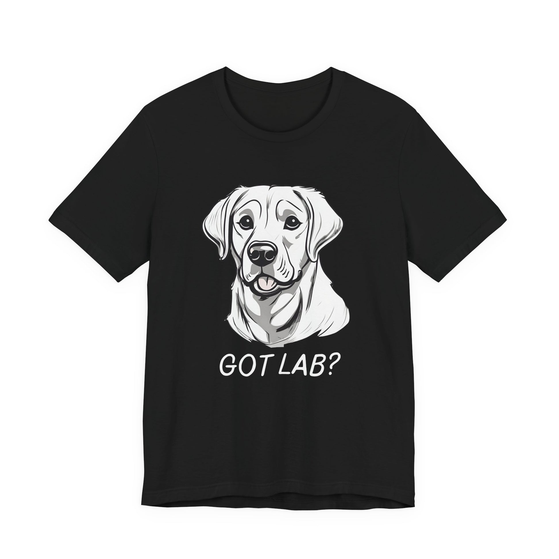 GOT LAB? Labrador slogan t-shirt in Dark Grey Heather, flat lay front view