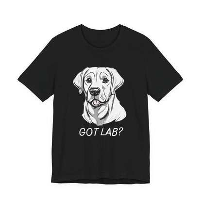 GOT LAB? Labrador slogan t-shirt in Dark Grey Heather, flat lay front view