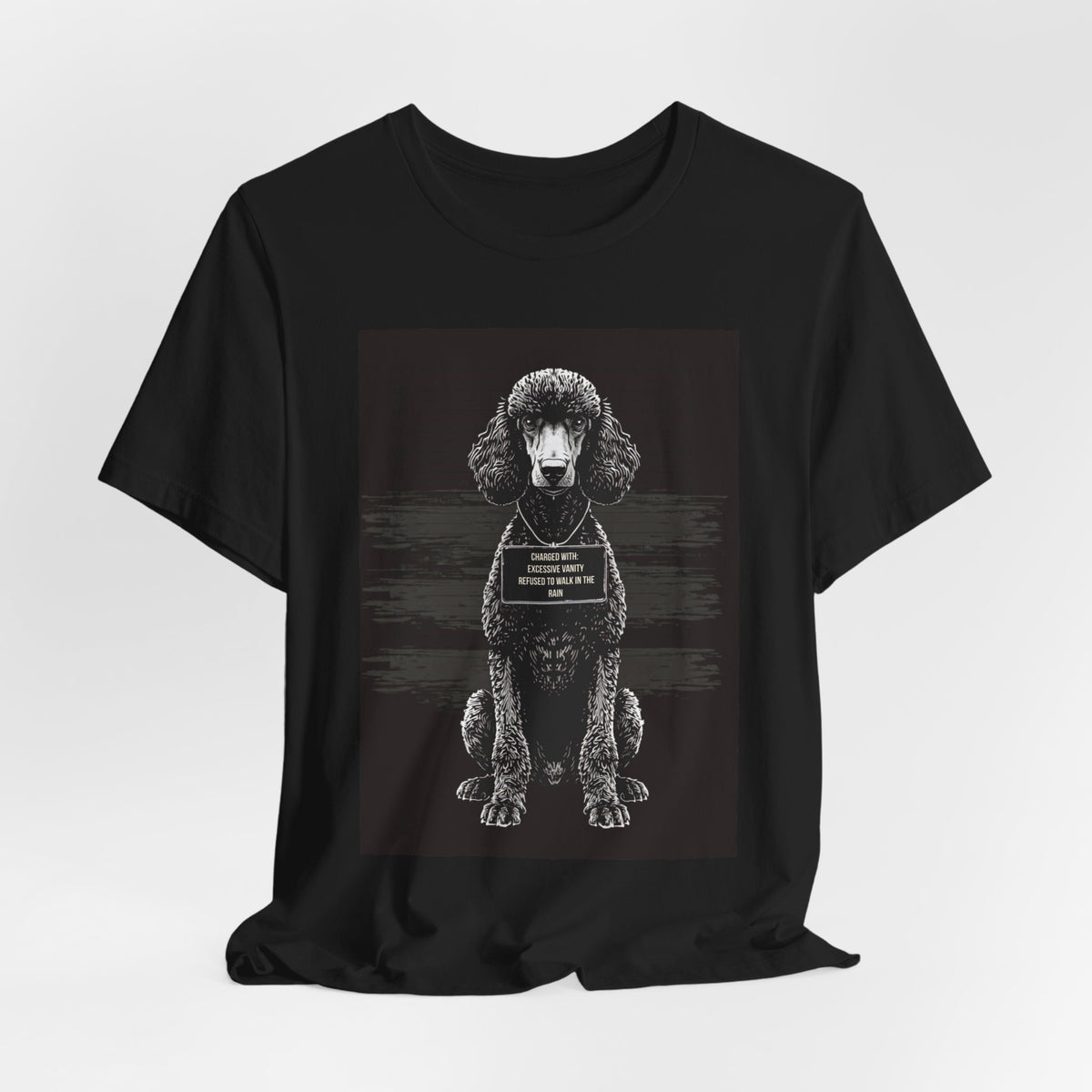 Poodle True Crime Night Shift t-shirt folded flat, black