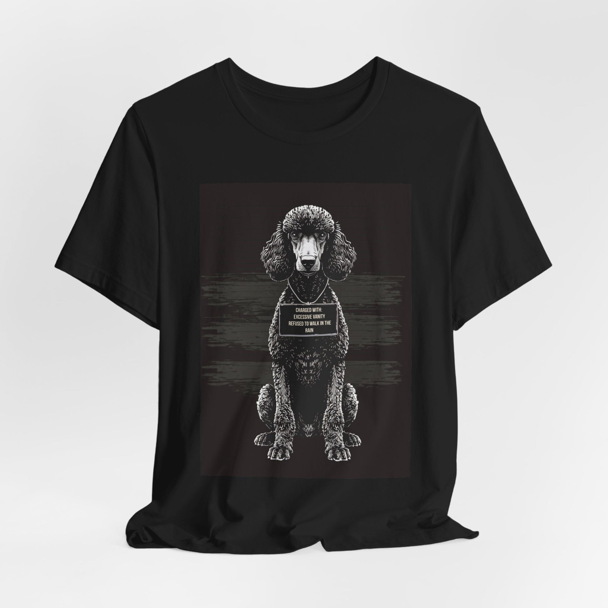 Poodle True Crime Night Shift t-shirt folded flat, black
