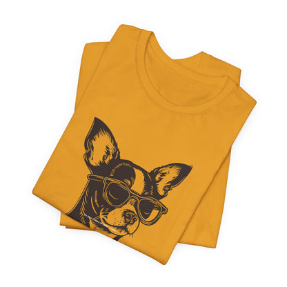 Dog-lover gift t-shirt with deadpan slogan, lifestyle view