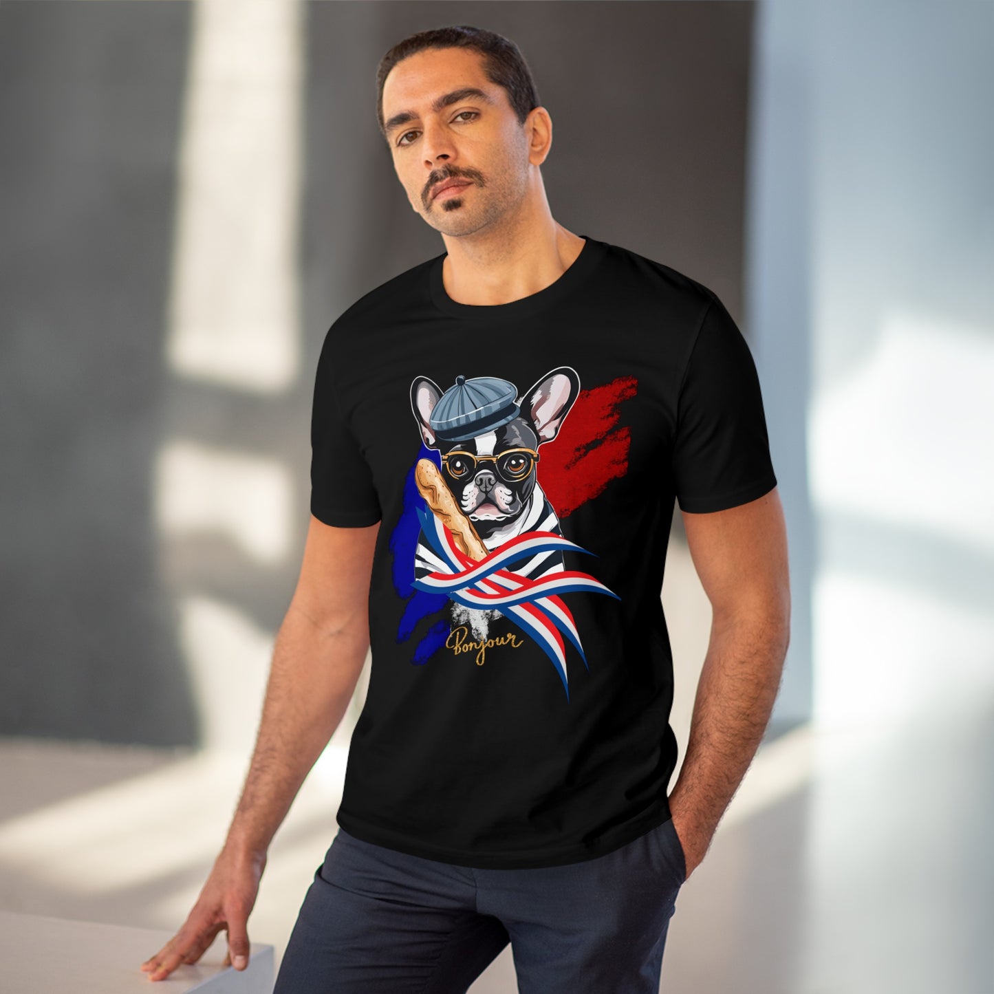 "FRENCH BULLDOG" Organic Creator T-shirt - Unisex by SniffWaggleandWalk™ - Sniff Waggle And Walk