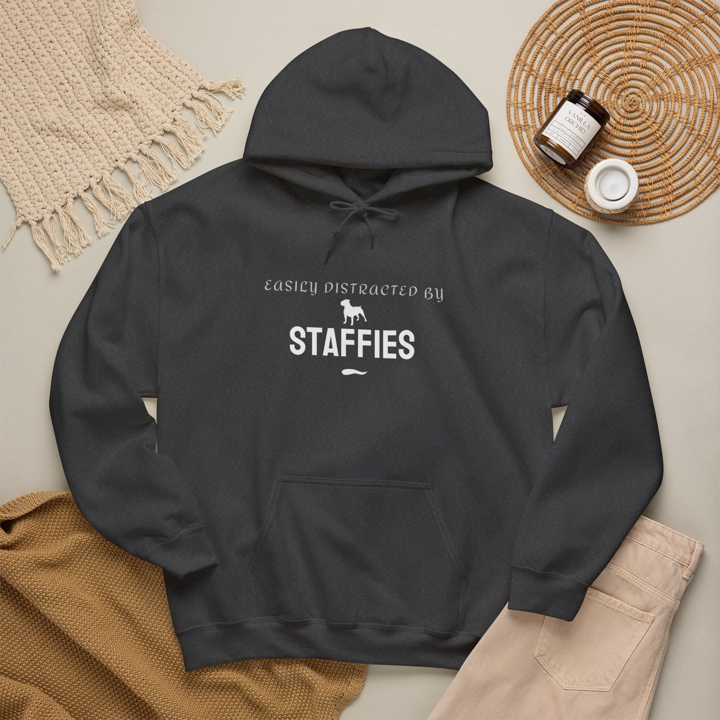 Easily Distracted by Staffies hoodie in navy