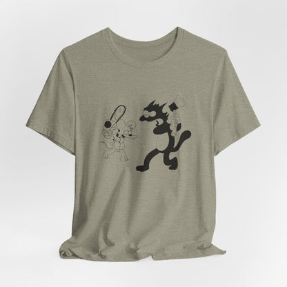 The Itchiest Scratchiest t-shirt — flat lay Heather Stone, retro animated design