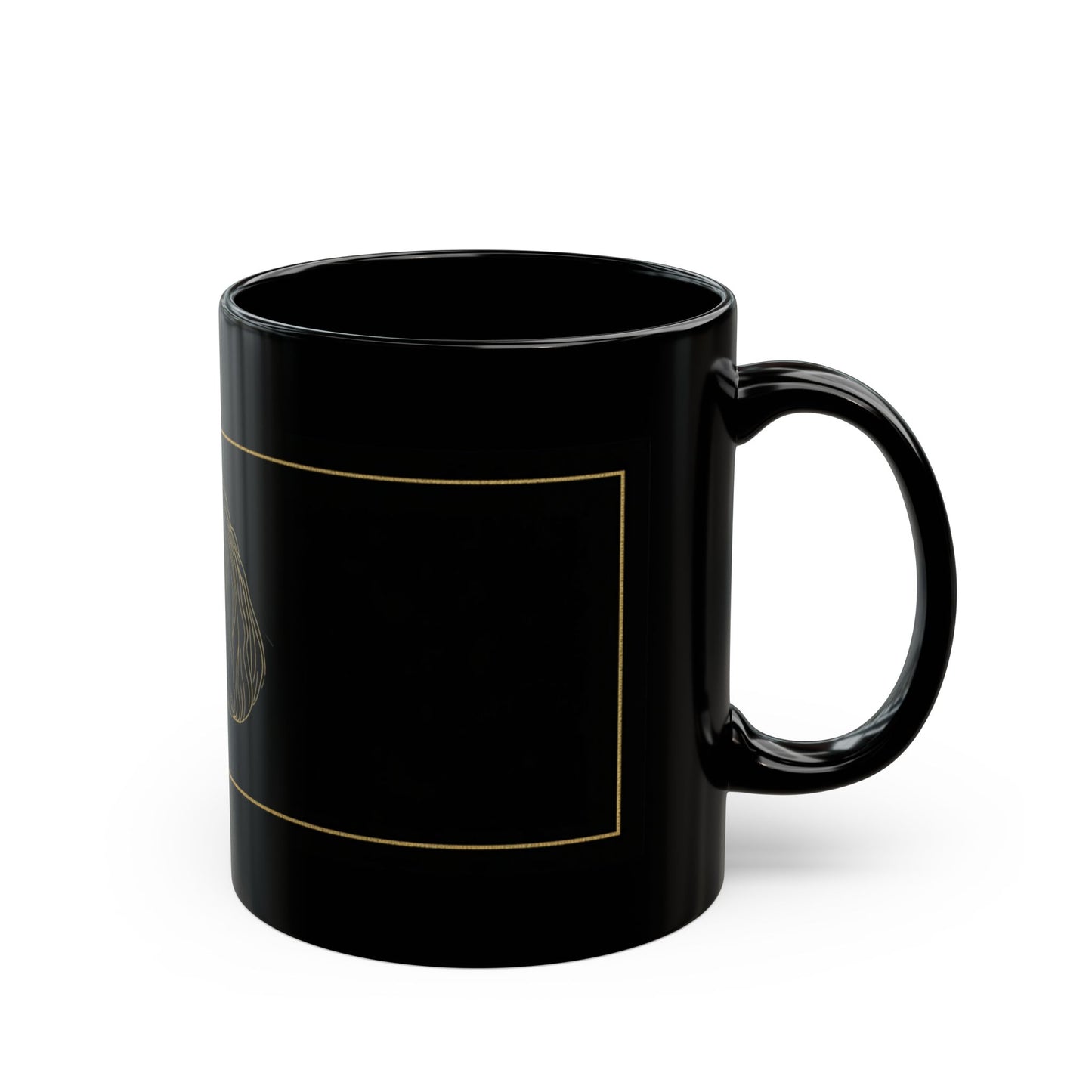 Black Ceramic Mug — Elegant Gold-Line Dog Portrait Coffee Cup (11oz/15oz)